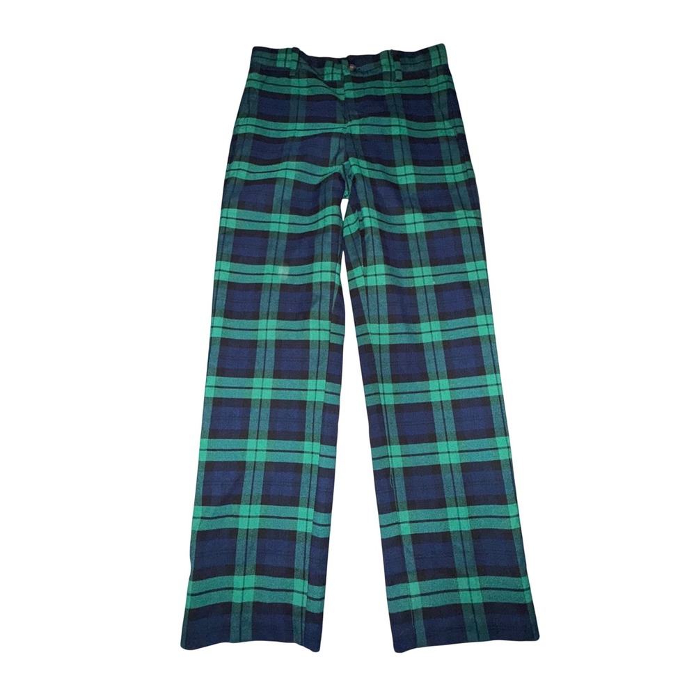Janie and Jack Plaid Dress Pants Academic Holiday Tartan 10 Green Blue